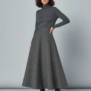 Jupe Longue Tweed Évasée Élégante