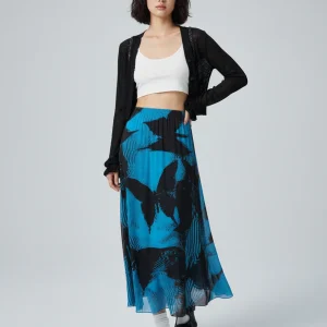 Jupe Longue Papillon Bleu Fluide