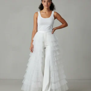 Jupe Longue Blanche Volants Tulle Élégante