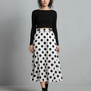 Jupe Longue Pois Noirs Vintage