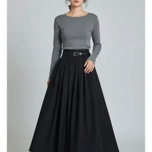 Jupe Patineuse Noire Longue
