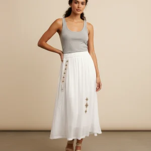 Jupe Longue Blanche Broderie Bohème