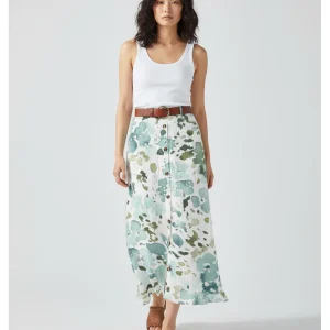 Jupe Longue Fleurie Boutonnée