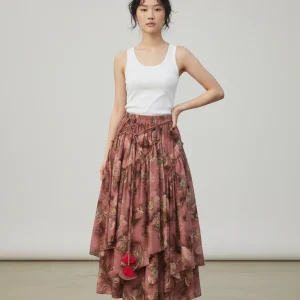 Jupe Longue Florale Asymétrique Bohème Tendance