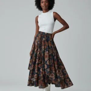 Jupe Longue Florale Asymétrique Bohème Femme
