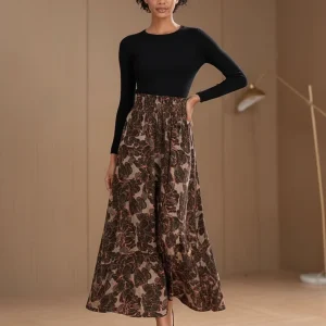 Jupe Longue Florale Taille Haute Fluide
