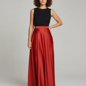 Jupe Longue Rouge Satinée Élégante