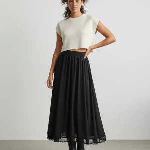 Jupe Longue Noire Dentelle Fluide