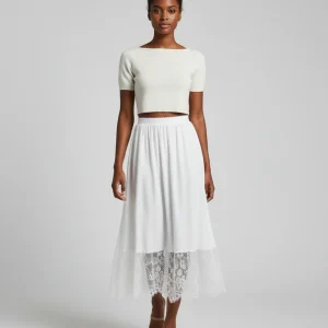 Jupe Longue Blanche Dentelle Fluide Mariage