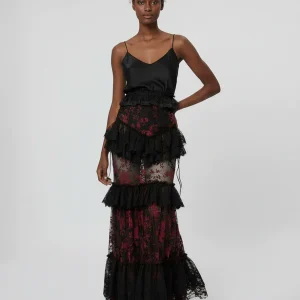 Jupe Longue Dentelle Transparente Élégante Soirée Femme