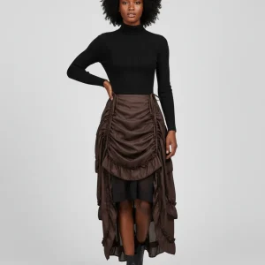 Jupe Longue Marron Asymétrique Élégante