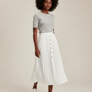 Jupe Longue Blanche Plissée Élégante Chic