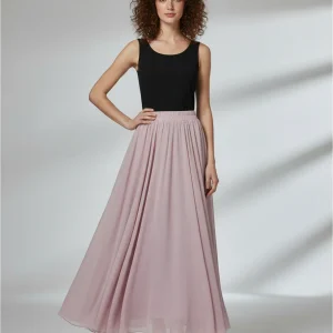 Jupe Longue Rose Poudré Fluide Élégante