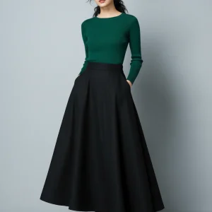 Jupe Longue Laine Noire