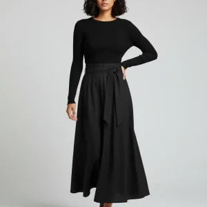 Jupe Longue Noire Fluide Élégante Tendance Femme