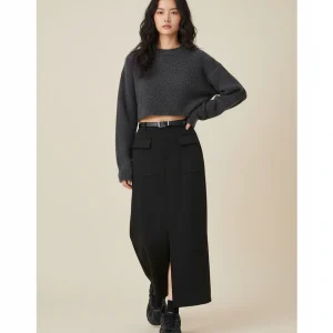 Jupe Longue Droite Noire Chic