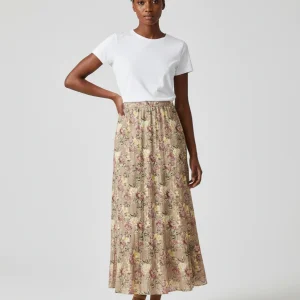 Jupe Longue Florale Plissée Fluide Femme