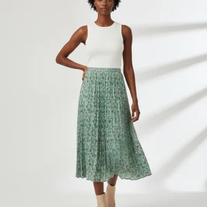 Jupe Longue Plissée Florale Fluide Femme