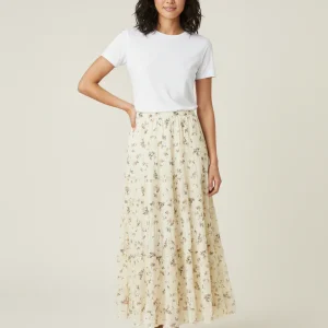 Jupe Longue Florale Plissée Fluide Chic Tendance