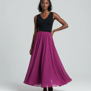 Jupe Longue Fuchsia Chiffon Fluide