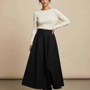 Jupe Longue En Laine Noire