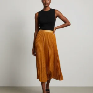 Jupe Longue Plissée Orange