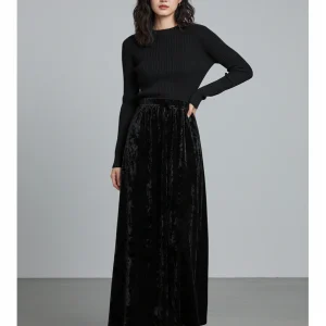 Jupe Longue Velours Noir