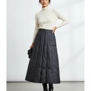 Jupe Longue Noire Matelassée Chic
