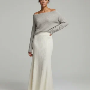 Jupe Longue Maille Beige