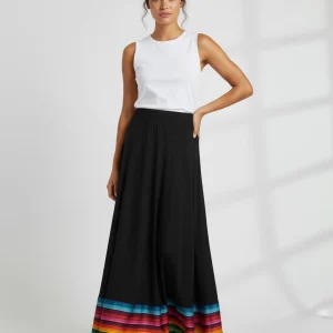Jupe Longue Noire Fluide Arc-En-Ciel