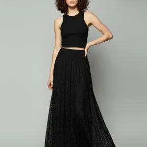 Jupe Longue Noire Dentelle Élégante