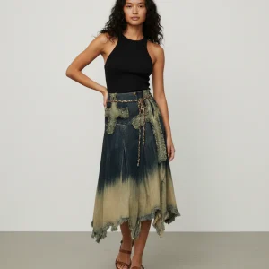 Jupe Longue Tie And Dye Bleu