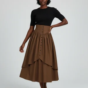 Jupe Longue Taille Haute Volantée Élégante