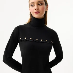 Pull col roulé doré