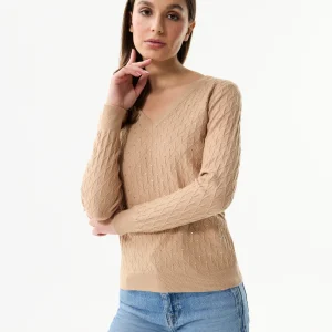 Pull ajouré col V