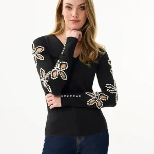 Pull perles floral