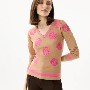 Pull motif fleurs