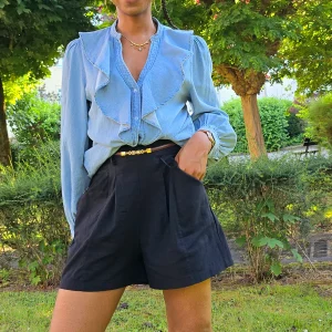 Blouse à  volants en  Denim