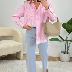 Chemise rayée SOLINE - rose