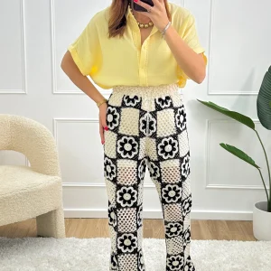 Pantalon crochet ELOUAN - écru et noir