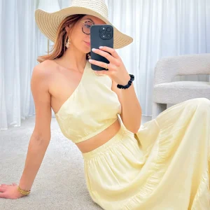 Top asymétrique jaune MINA