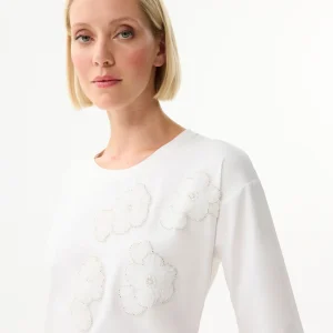T-shirt fleurs brodées