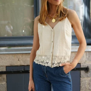 Top Eloi dentelle beige