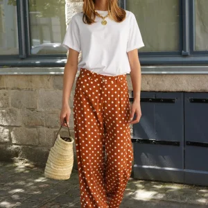 Pantalon Ambroise pois caramel