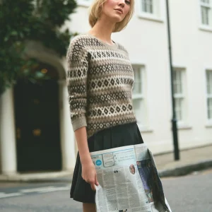 Pull jacquard en laine et raton laveur