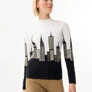 Pull à col montant motif skyline