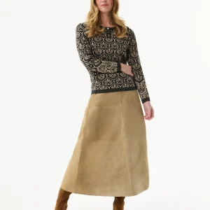 Pull jacquard à boutons dorés