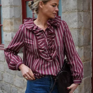 Blouse Olympe rayure bordeaux