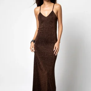 ROBE LONGUE DOS NU JILA LUREX COFEE