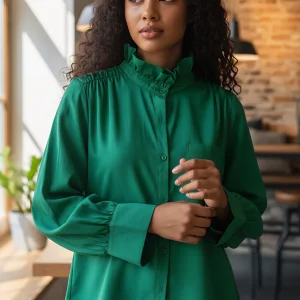 Blouse col victorien  verte